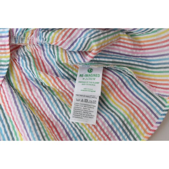 J.CREW V-Neck Rainbow Striped Seersucker Peplum Top Blouse Size 6 NEW - Picture 9 of 13
